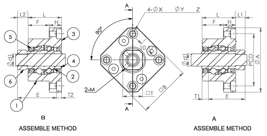 Подшипниковые опоры SBC серии FK 10 - 30 - схема